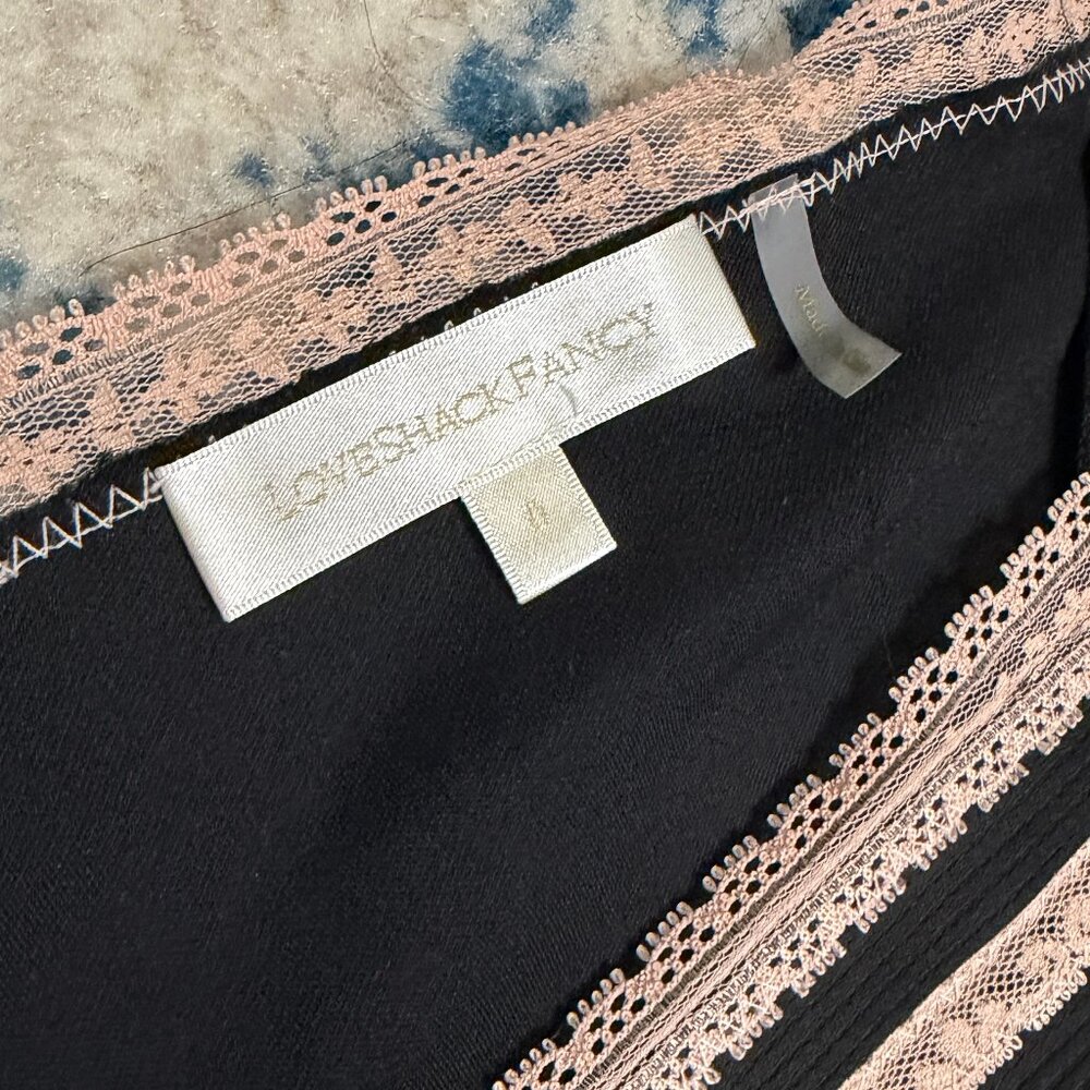 LoveShackFancy Black and Blush Lace-Trim Midi Dress - Picture 7 of 9